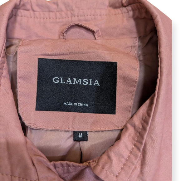 GLAMSIA Pink Cotton Trench Coat Medium NWT - Picture 4 of 10